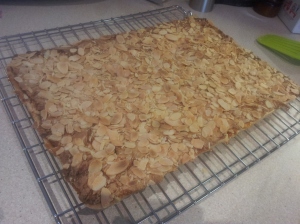 a tray of almond slices